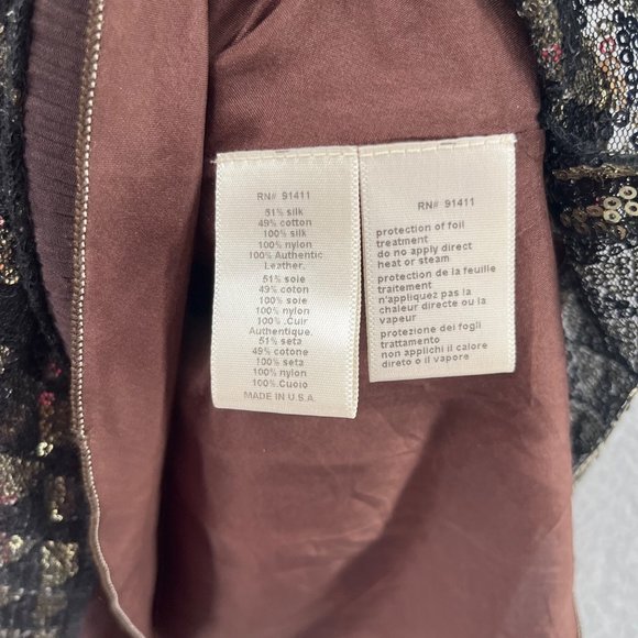 Rozae Nichols Silk Mini Skirt Brown Pleated Gold Accent Pull On Size 2 - Picture 5 of 13